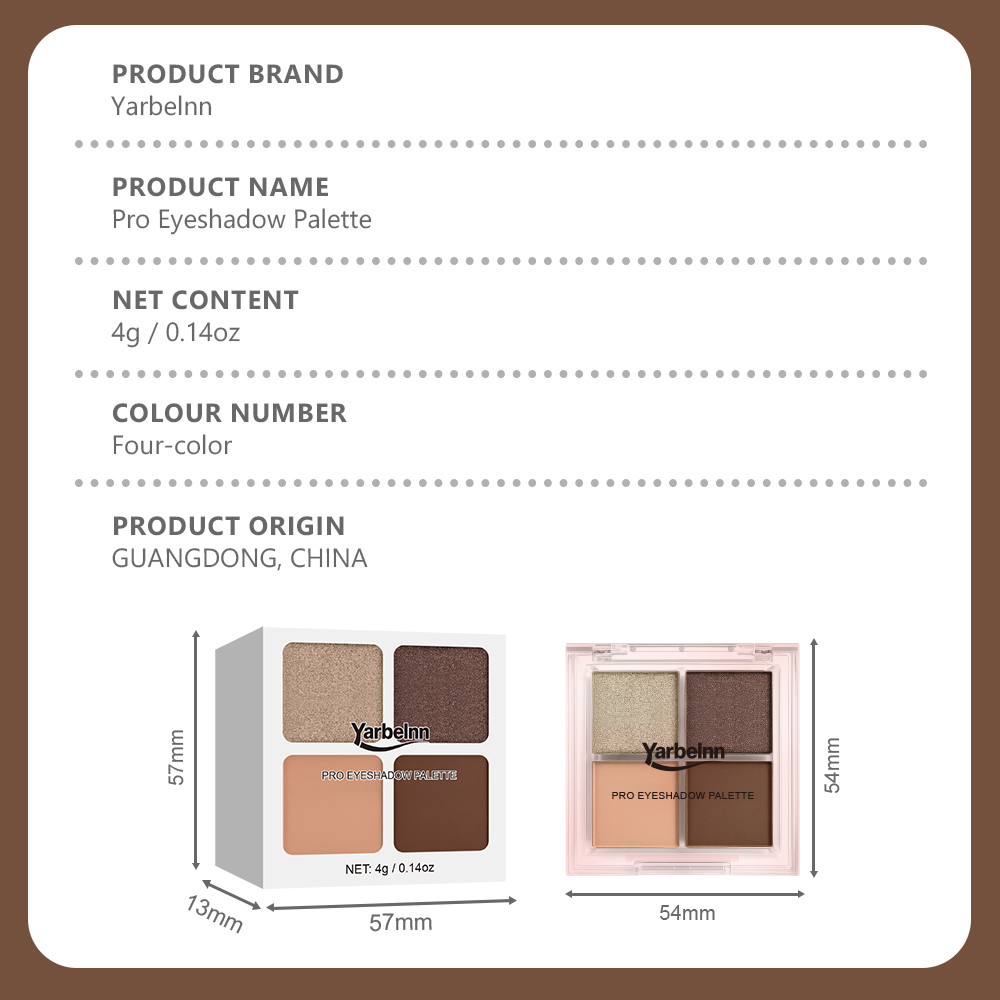 Hot Portable 4 Shades Eyeshadow Palette, Glitter Earth Tone Grape Matte Shimmer Powder, Multi-use Face Contour Cosmetics, 4g