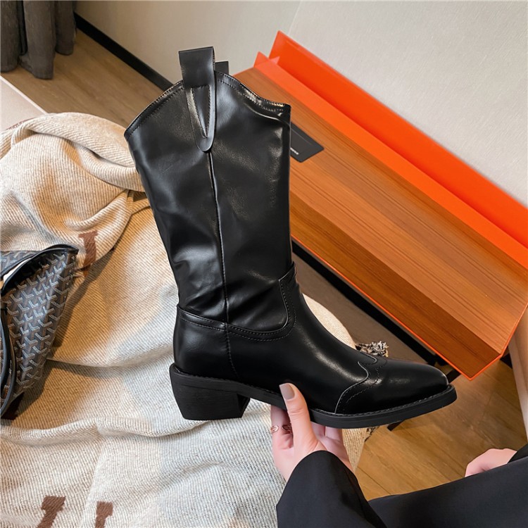 European And American Vintage Western Cowboy Boots For Autumn And Winter