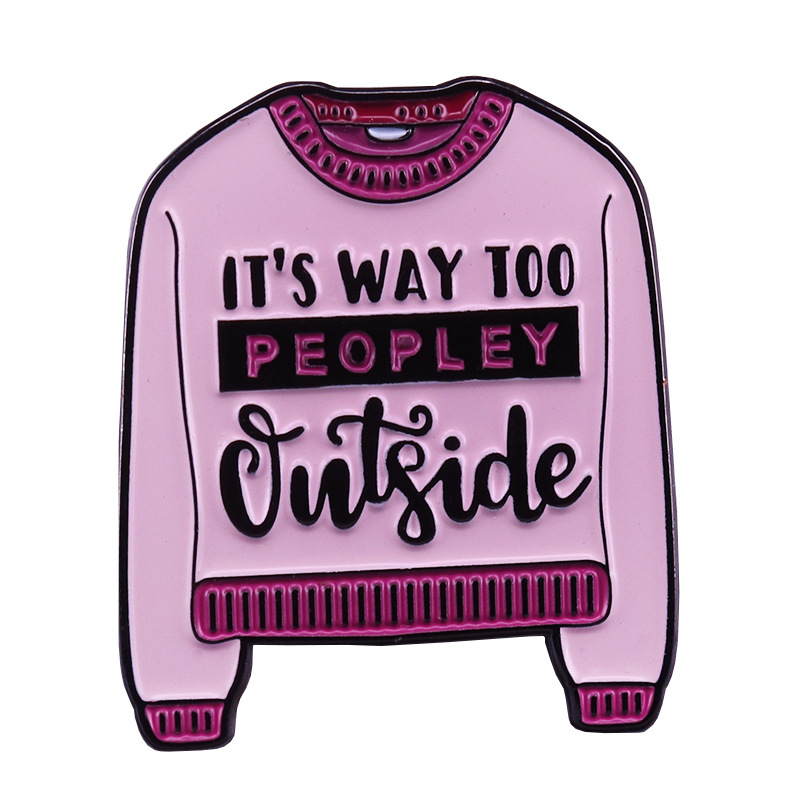 Title 2, Too Many People Outside Funny Sweater Badge