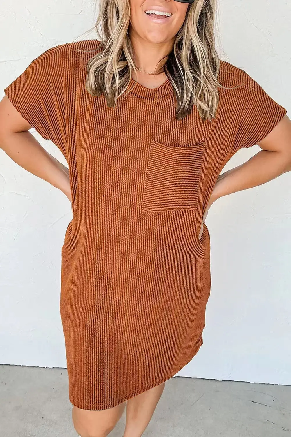 New Women's Short Sleeve Round Neck Positioning Printed Dress