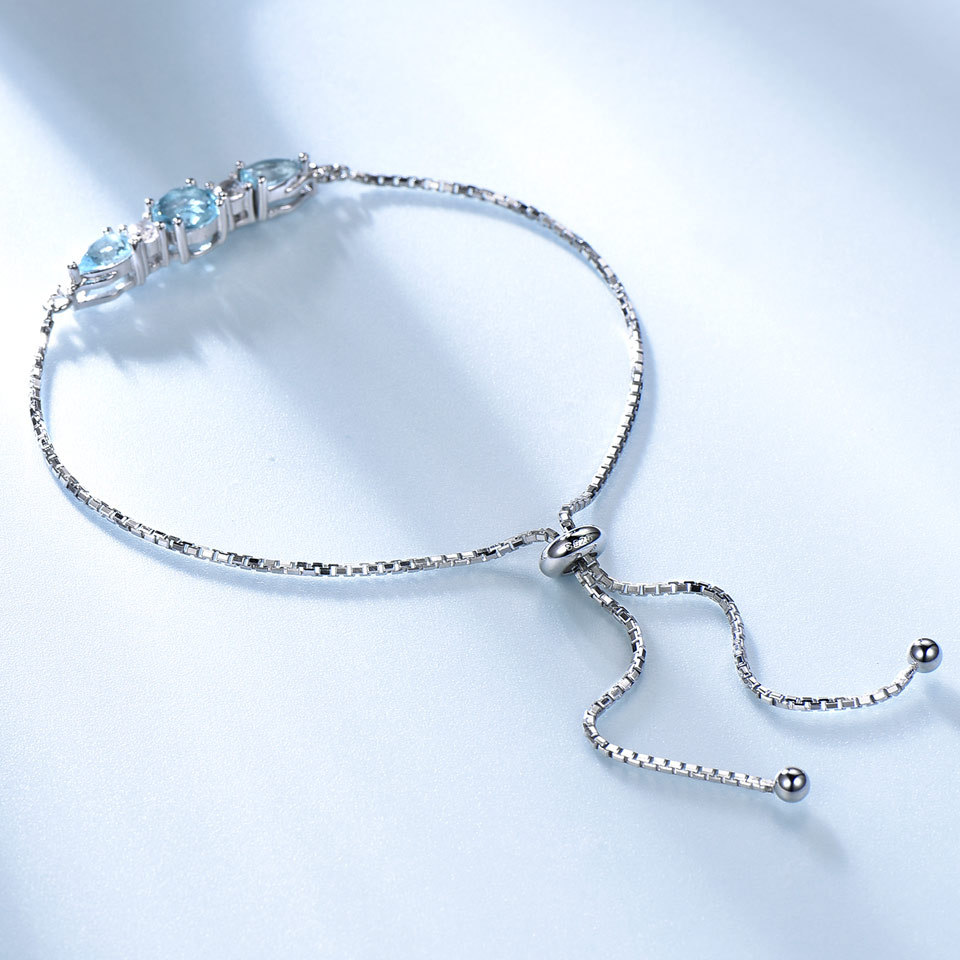 Fashion Personality Jewelry Sky Blue Topaz Adjustable Tennis Bracelet