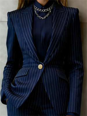Houndstooth Lapel Slim Fit Suit Jacket For Women, Long Sleeve