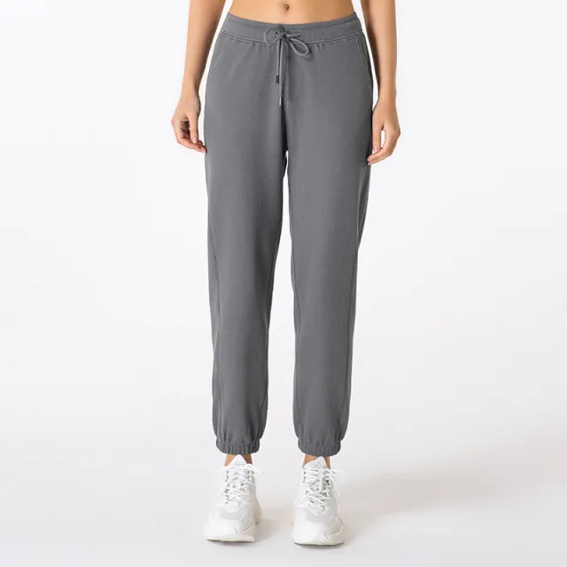 Women's Quick drying Pockets And Feet, Thin, High waisted, Loose fitting Sports Casual Pants Dark Grey - Shop at LoveMi