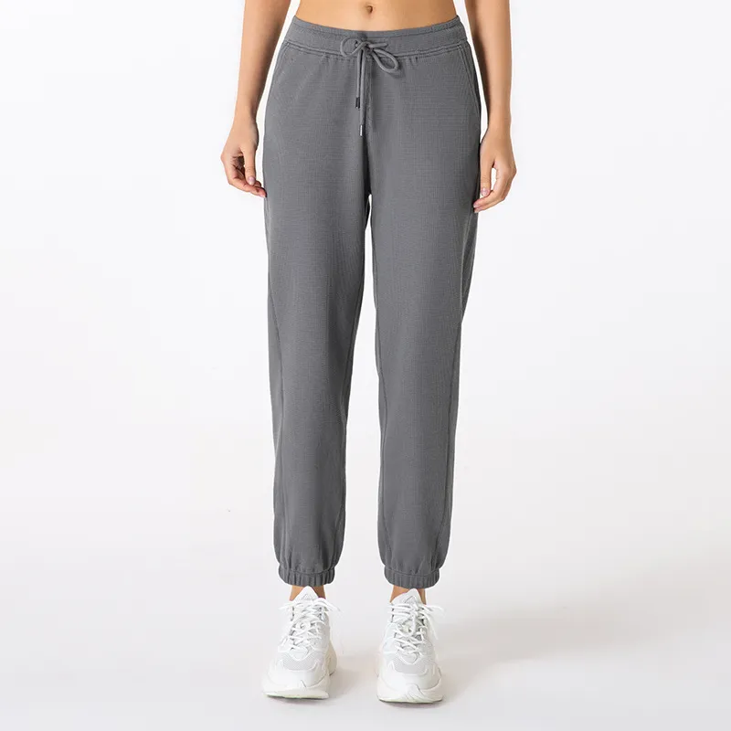 Women's Quick-drying Pockets And Feet, Thin, High-waisted, Loose-fitting Sports Casual Pants - Dark Grey