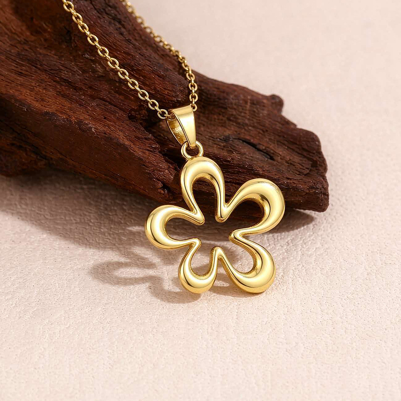 Stainless Steel Flower Series Pendant Necklace 6