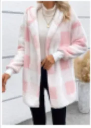 Loose Plaid Sweater Cardigan Pink - Shop at LoveMi