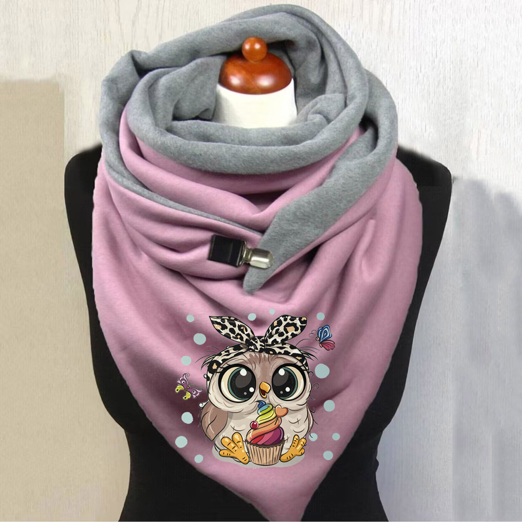 Women's Graceful And Fashionable Cotton Warm Button Scarf