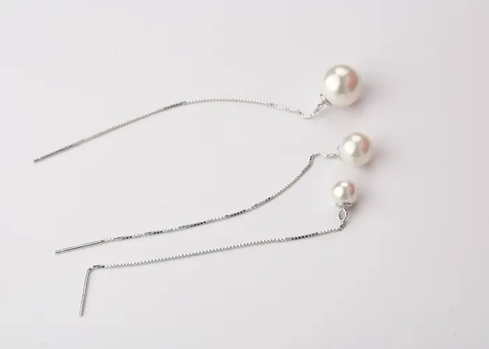 S925 Sterling Silver White Pearl Earrings Korean Version Of The Temperament