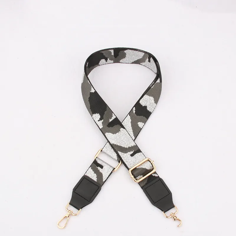 New Camouflage Webbing Thickened Wide Adjustable Bag Accessories - Camouflage Silver Black Grey