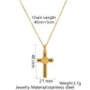Stainless Steel Cross Pendant Necklace With Rhinestone Inlay view 4