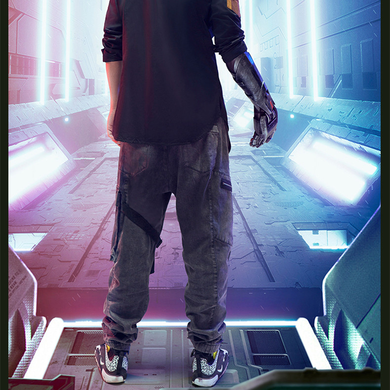 قميص رجالي أسود بأزرار سفلية وتصميم مائل، ضيق وقميص بأكمام طويلة لفصلي الخريف والشتاء