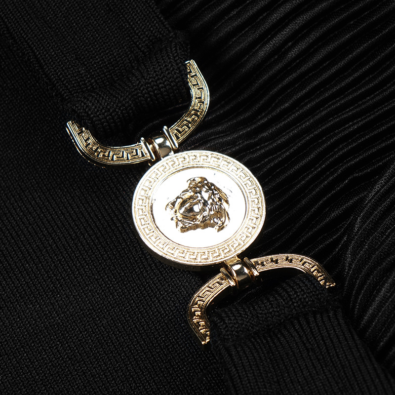 Patchwork Metal High Slit Nightclub Slip Dress