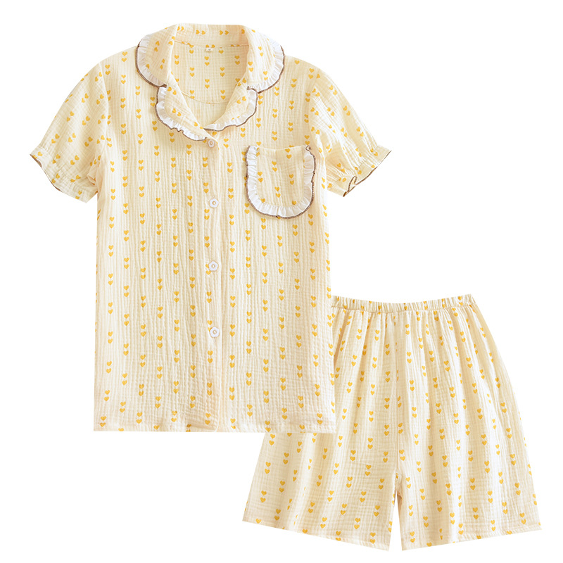 طقم بيجاما نسائي صيفي خفيف بأكمام قصيرة