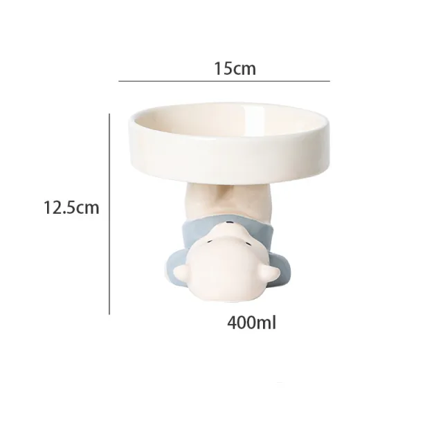 Raised Cat Bowls Cat Food Bowls Elevated Animal Theme Cute Ceramic Cat Bowl For Indoor Cats Pet Slow Feeder Water Bowl Whisker Friendly Prevents Da... White - Shop at LoveMi