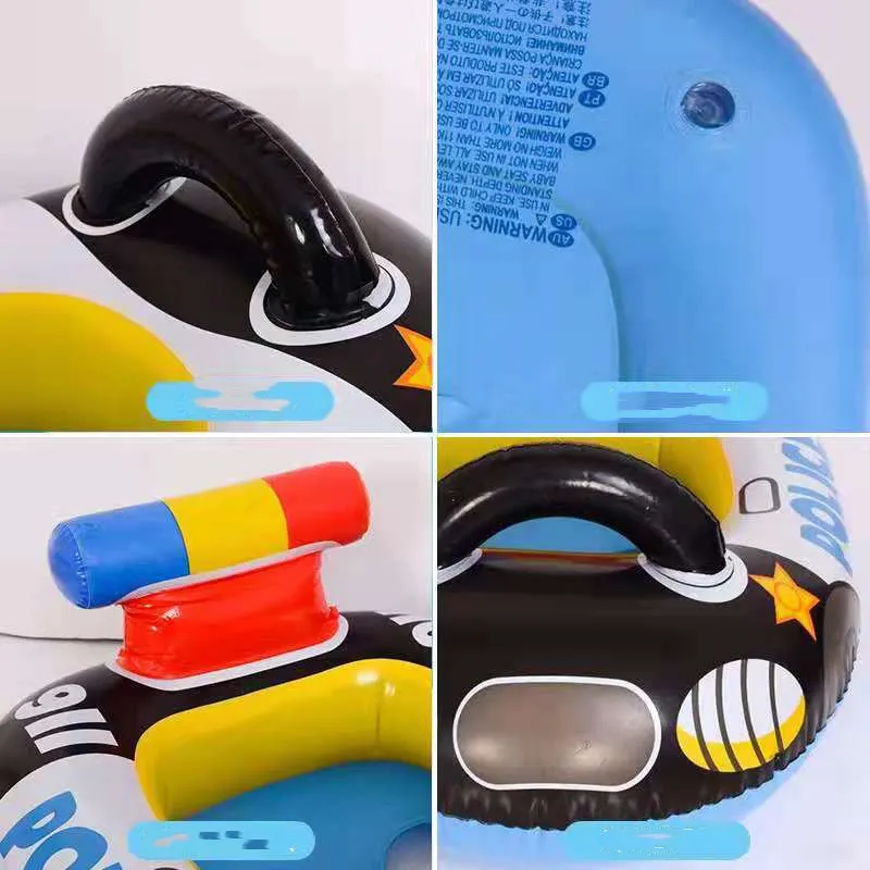 Children's New Swimming Ring PVC Inflatable Police Car Swimming Ring – image 5