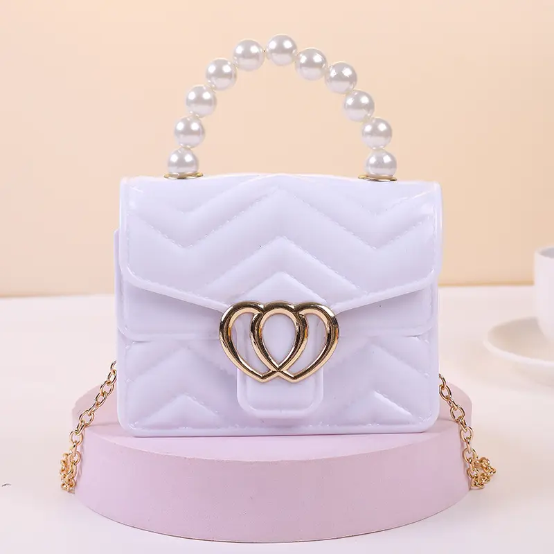 One Shoulder Messenger Mini Chain Key Pearl