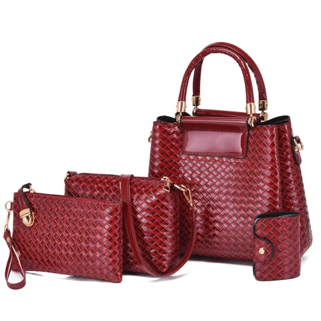 Fashion Embossed Four piece Cover Mother Bag With Large Capacity Red - Shop at LoveMi