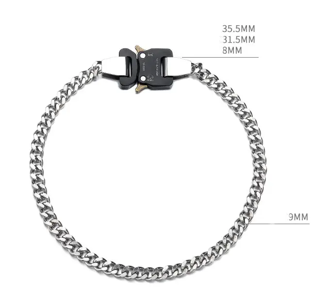 Thick Chain Metal Locking Necklace Function Buckle Clavicle Chain