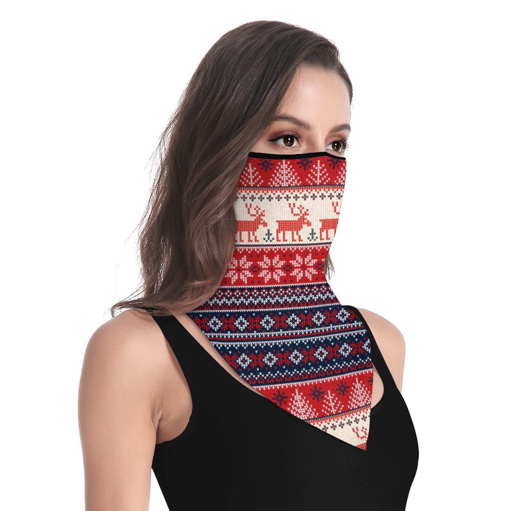 Digital Printing Christmas Outdoor Hanging Ear Triangle Shawl