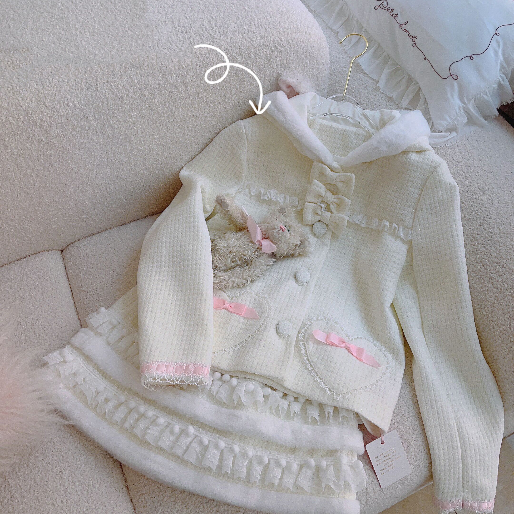 Fragrant Sweet Girl Bowknot Coat Skirt