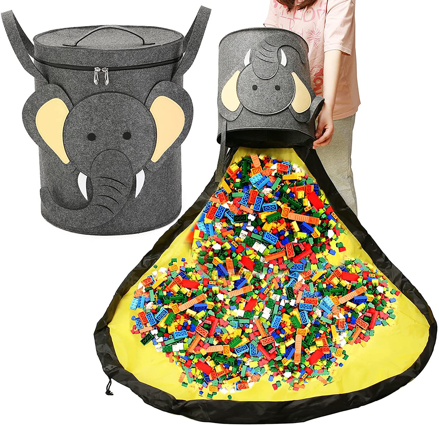 Felt Storage Bag Toy Play Mat 2 In 1 Pull Rope — foto 3