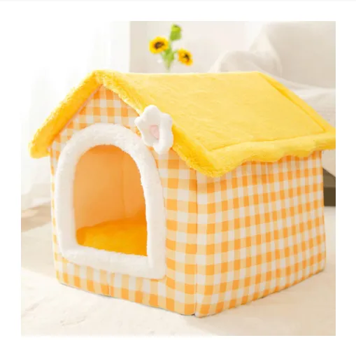 Fully Enclosed Cat Litter With Chick Shape Yellow Grid - Shop at LoveMi