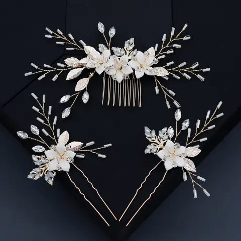 Bridal Jewelry Photography Photo Hair Accessories Flower Rhinestones Comb