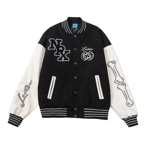 Contrast Color Stitching Patch Printed Baseball Uniform for Men