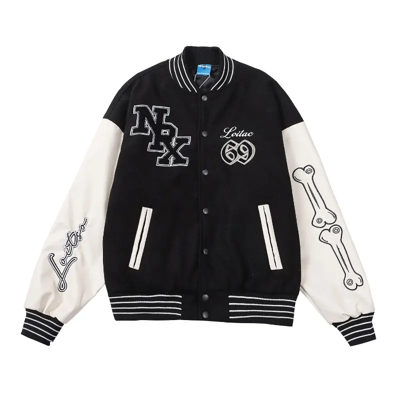 Contrast Color Stitching Patch Printed Baseball Uniform for Men