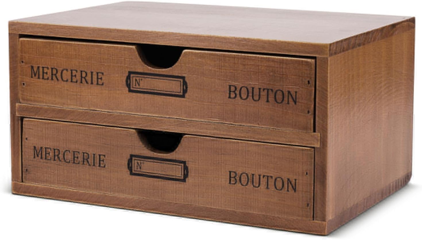 Wooden Storage Box With 2 Drawers, Vintage Desktop Organizer For Jewelry, Office Supplies, Crafts And Small Accessories