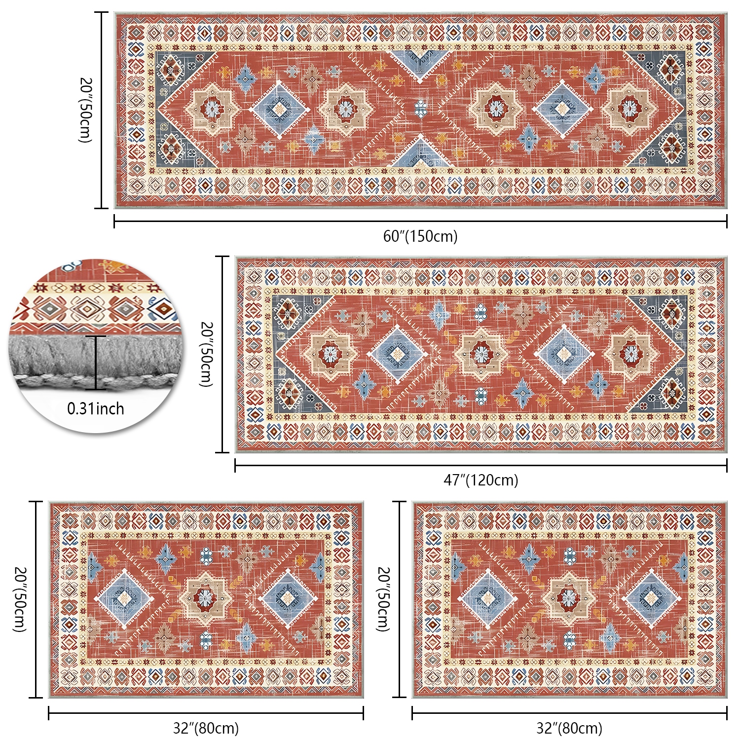Boho Kitchen Rugs Sets 4 Piece With Runner Floral Kitchen Floor Mat Carpet Farmhouse Kitchen Rugs And Mats Non Skid Washable Runner Rug For Kitchen Floor Sink 3