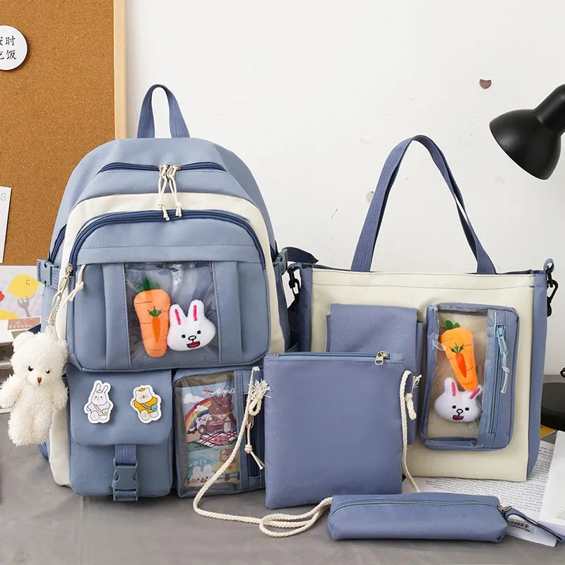 Junior High School Campus Harajuku College Style Female Backpack - Blue