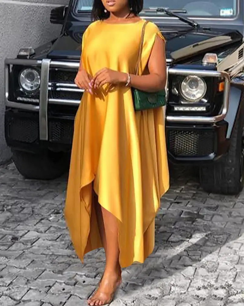 Ladies Fashion Personality Temperament Commuter Yellow Dress