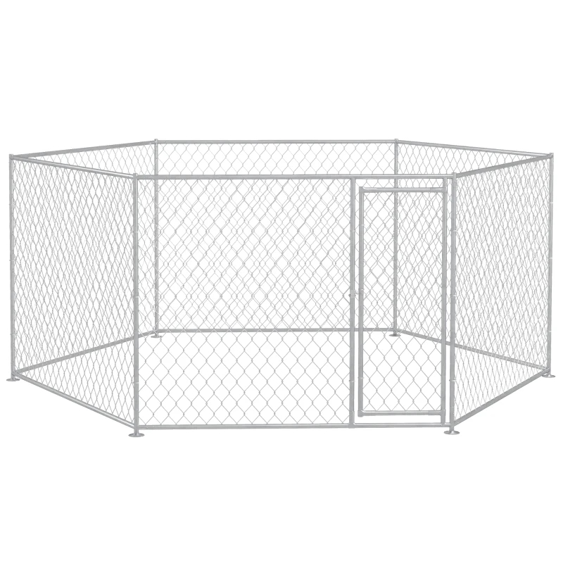Dog Kennel Outdoor For Medium And Large-Sized Dogs With Lockable Door, Silver
