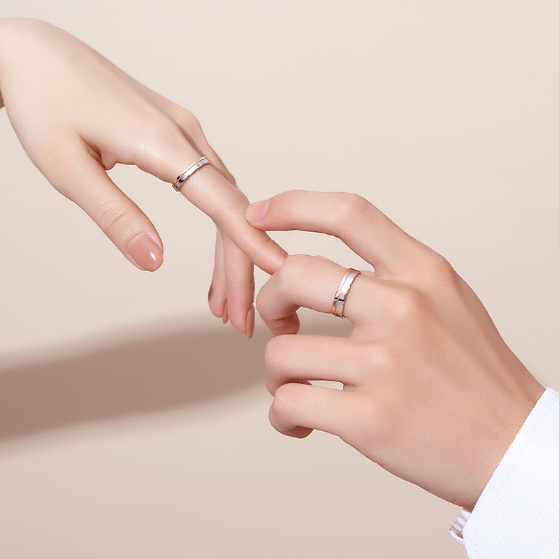 New Silver Track Couple Ring