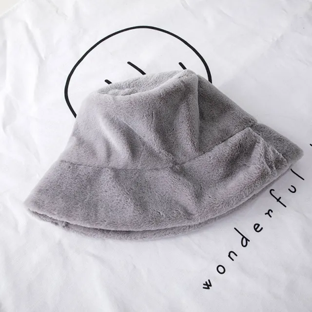 Leopard Print Hat Female Rabbit Fur Plush Warm Thickened Basin Grey - Shop at LoveMi