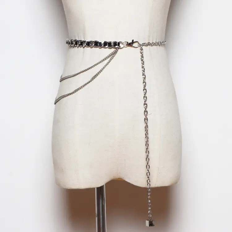 Metal Small Leather Belt Decorative Chain Skirt Belt