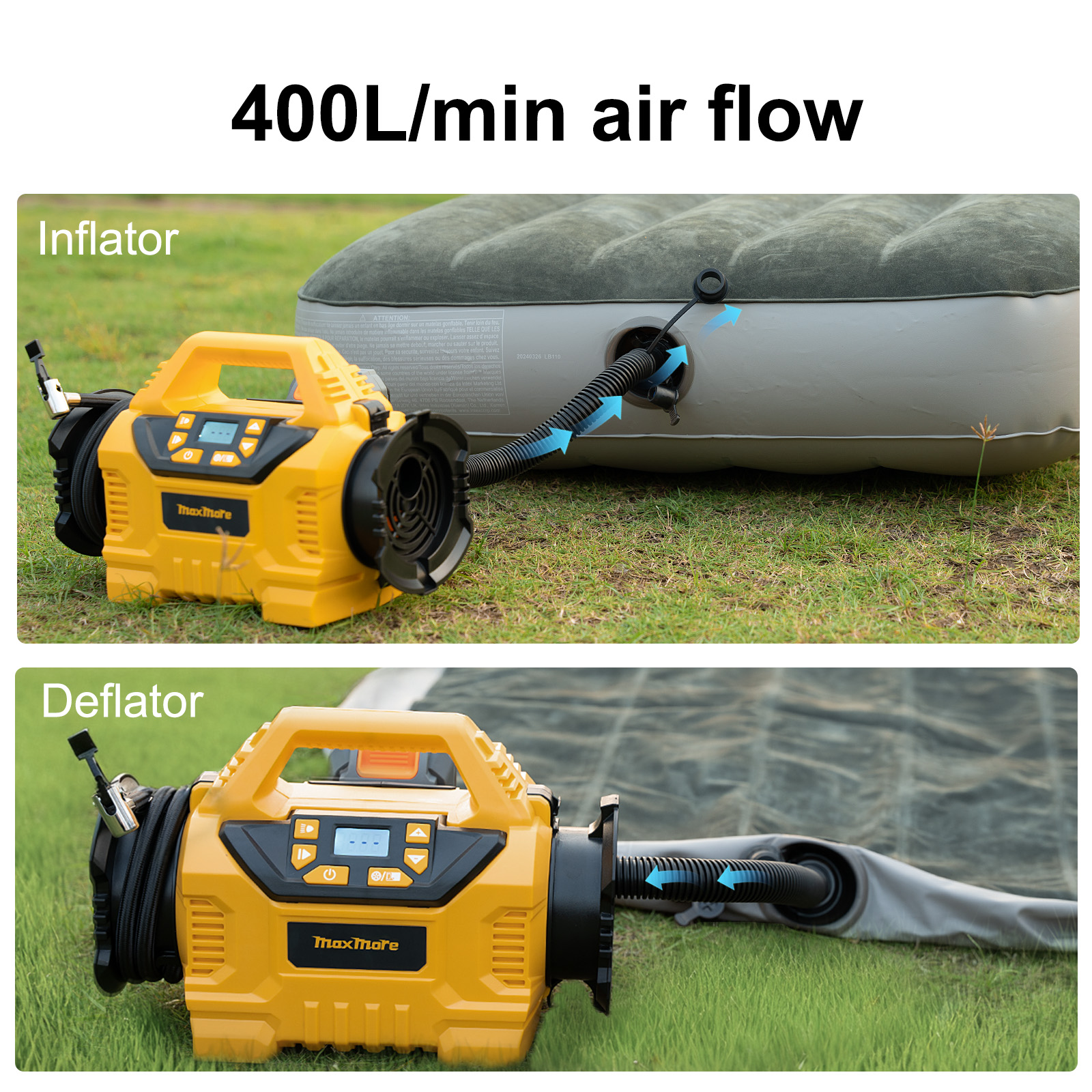 Portable Tire Inflator Deflator For 20V Battery Tool Only, 160 PSI Cordless Air Compressor Pump, Digital Gauge, Auto Shu — 1