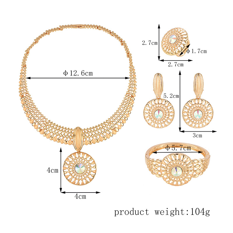 Fashion Simple Alloy First Necklace And Earrings Four-piece Set