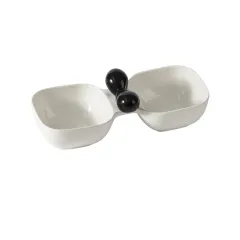 Ceramic Dog Bowl, Cat Bowl, Kitten Bowl, Cat Food Bowl, Pet Supplies Bowl, Drinking Bowl, Snack Can Bowl, And Dual Bowl Set - Black White - View 1