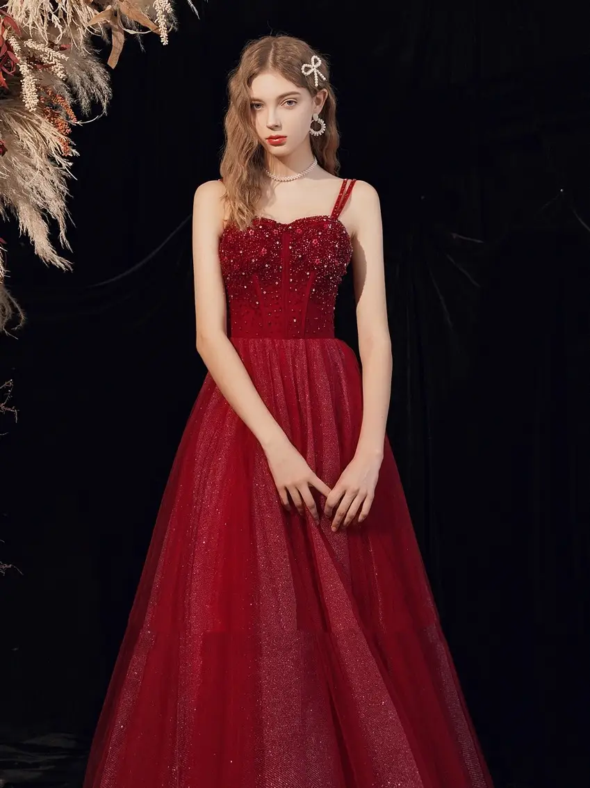 Wedding Red Heavy Industry Dress Girl