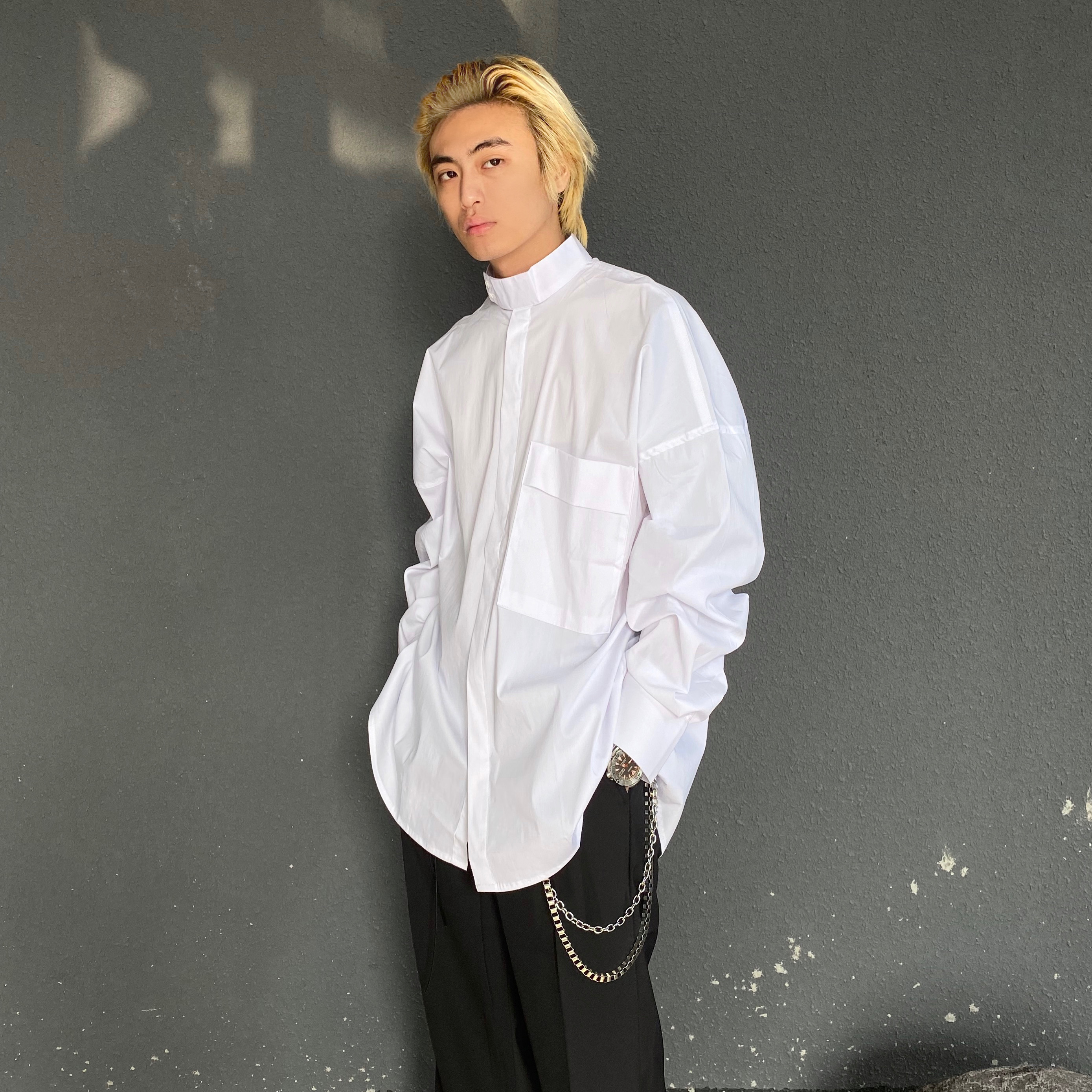 Title 4, Spring Basic White Shirt Mens Loose