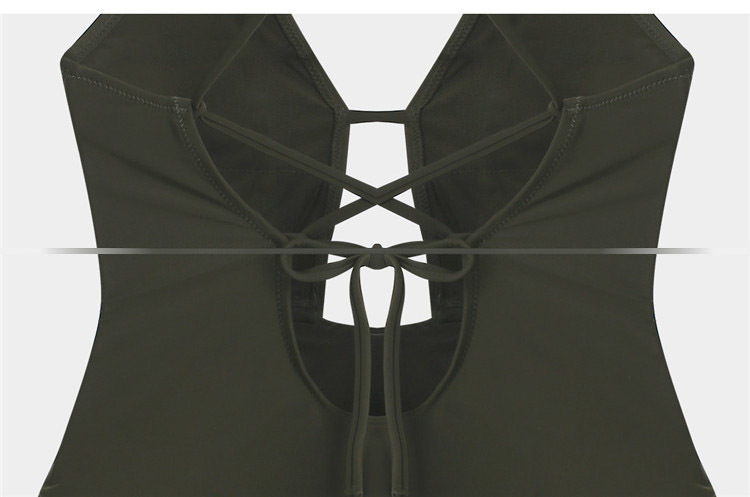 Sweet Solid Color Ruffled Straps Sexy Backless Swimwear Hot Spring - Image 13