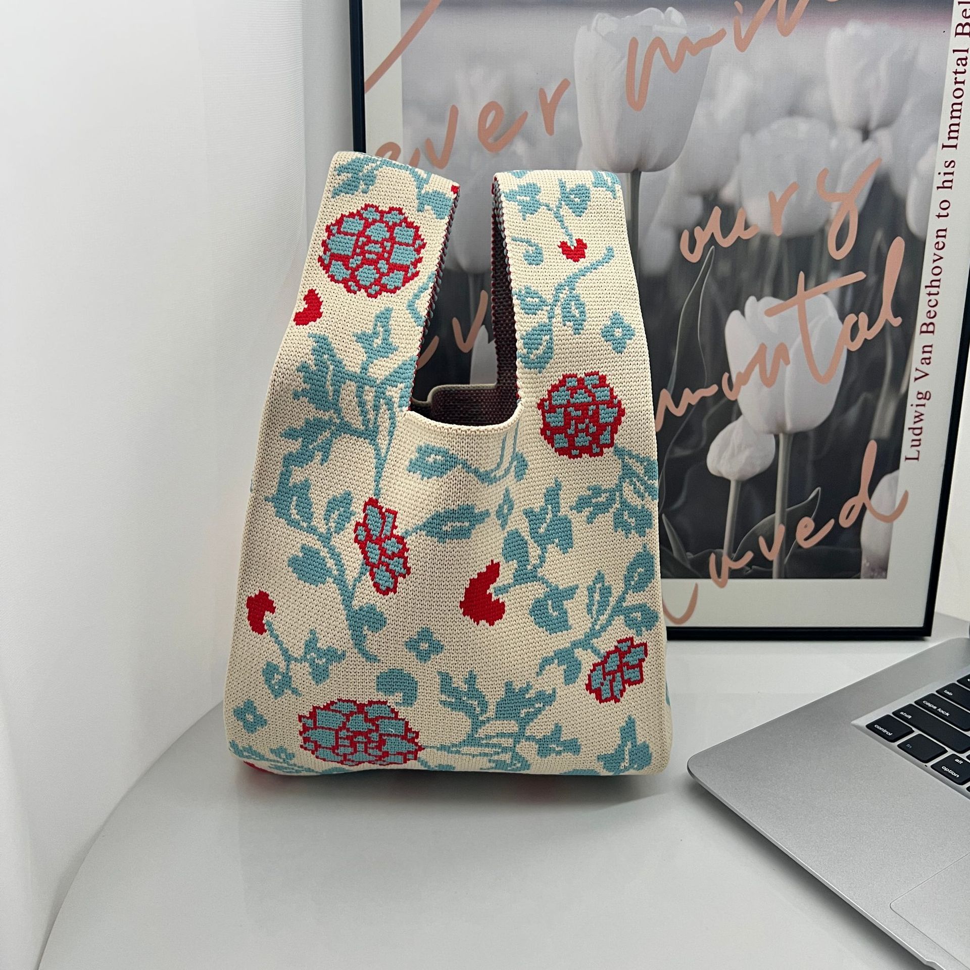 Title 7, Mädchen Floral Patchwork Strickhandtasche Schul...