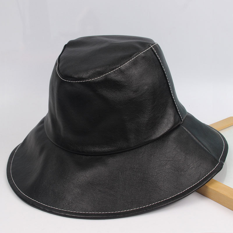 PU Big Brim Fisherman Hat Soft Leather Cowboy Hat