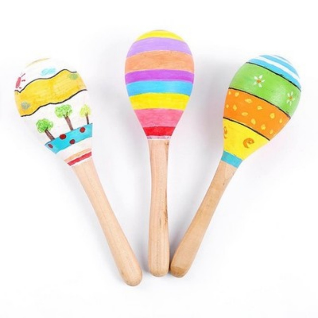 8Pcs Wood Maracas DIY Craft Toys For DIY Painting Music M