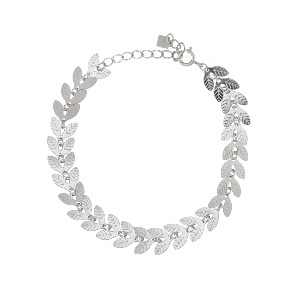 Title 1, 925 Sterling Silver Handmade Leaf Buckle Bracelet