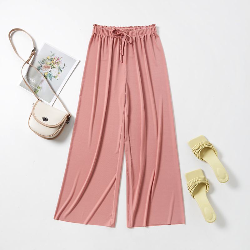 Title 2, High Waist Loose Casual Ice Silk Wide-leg Pants...