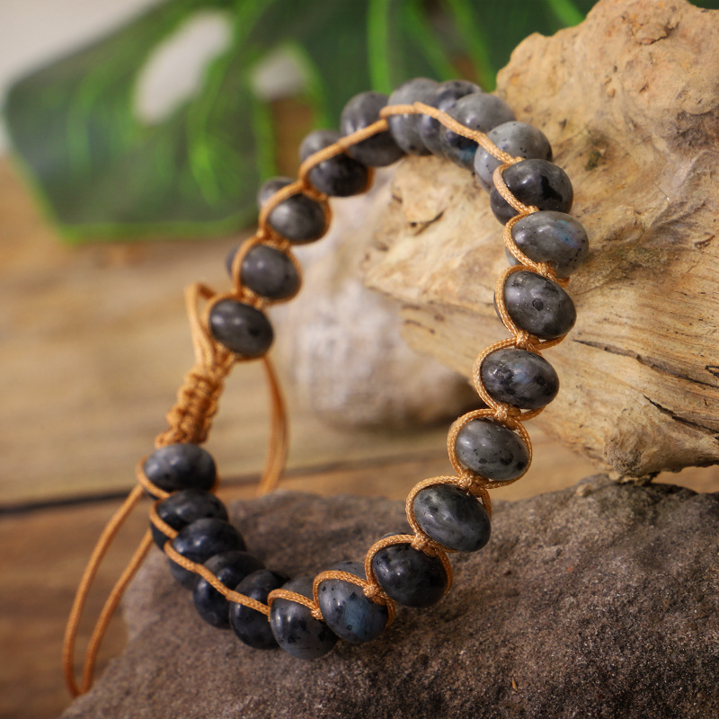 Hand Braided Glitter Stone Abacus Bead Bracelet