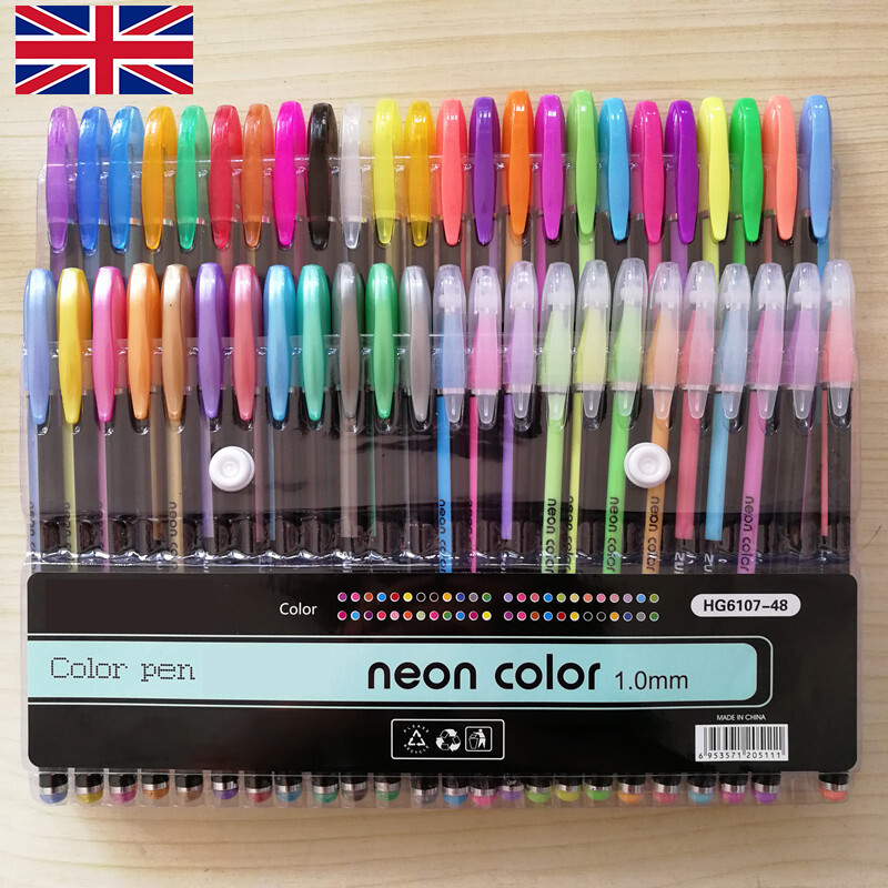 48 Packs Color Gel Ink Pens Set For Adult Colouring Books Drawing And Writing